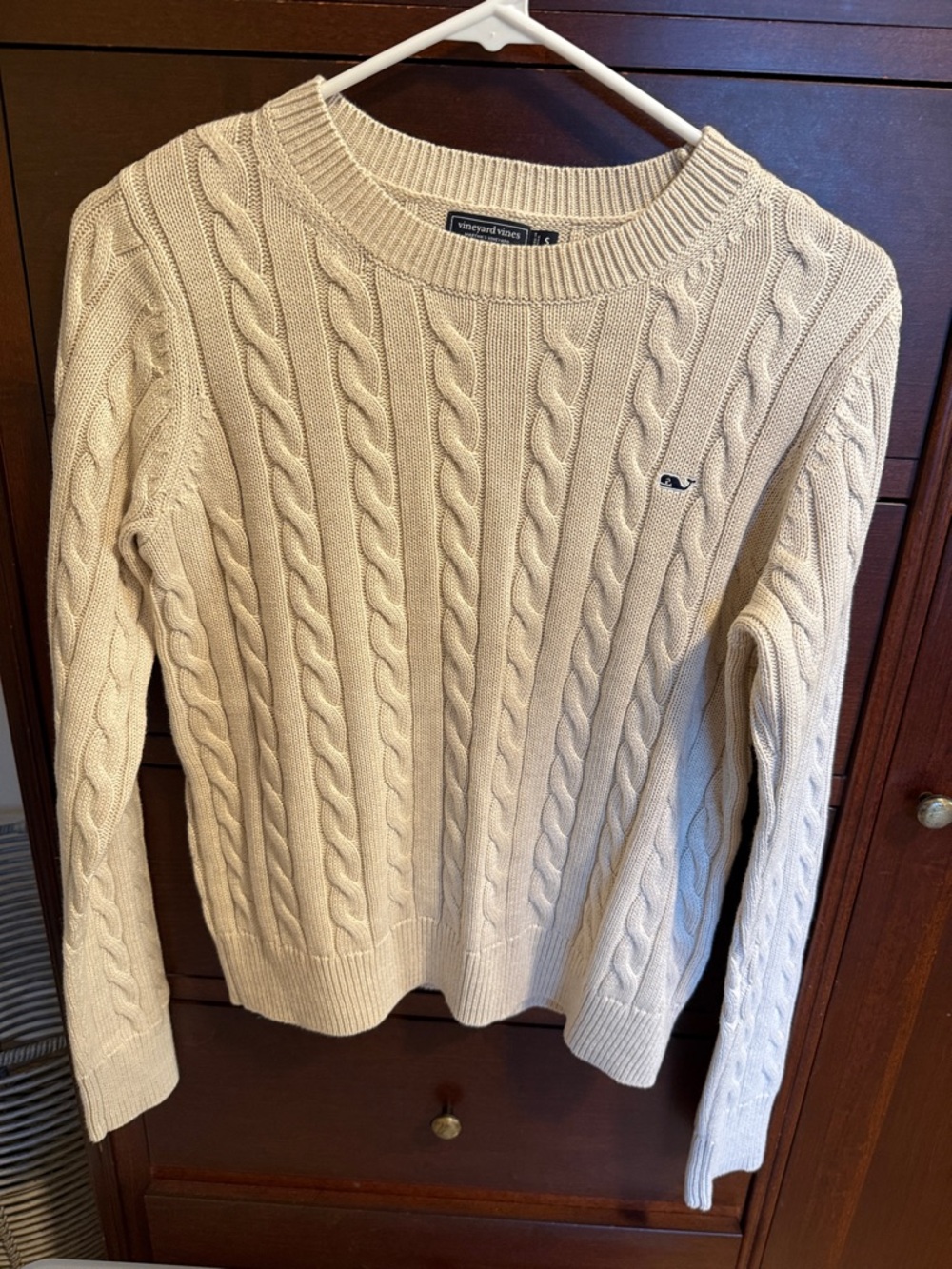 Vineyard Vines Cream Cable-Knit Crew Sweater